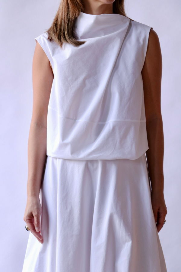 Gauchere Asymmetric Neck Sleeveless Top