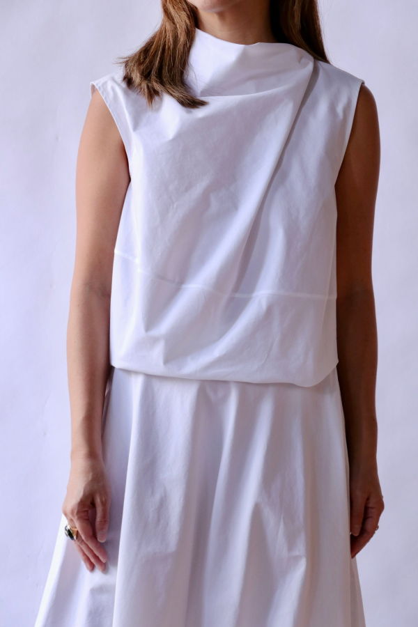 Gauchere Asymmetric Neck Sleeveless Top