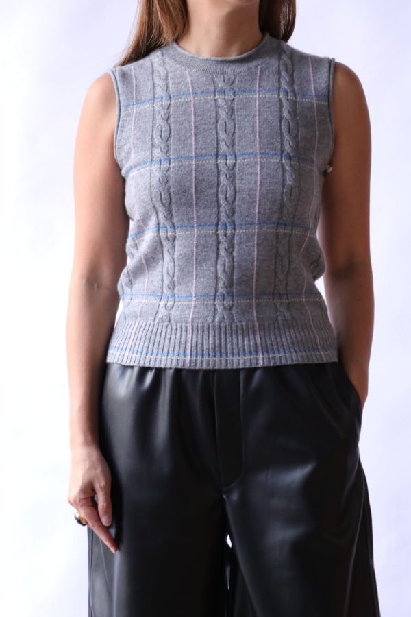 Guest in Residence Check Vest - Heather Grey
