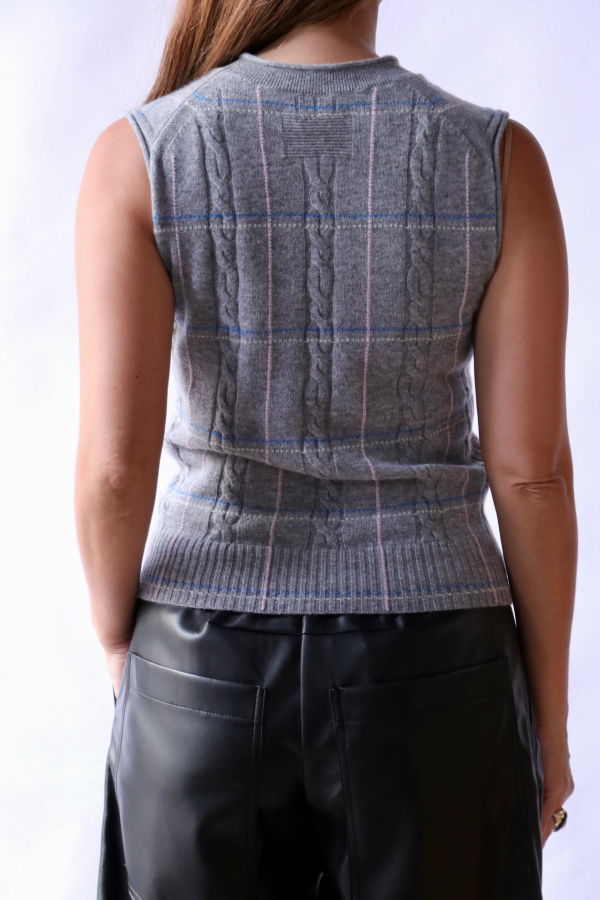 Guest in Residence Check Vest - Heather Grey