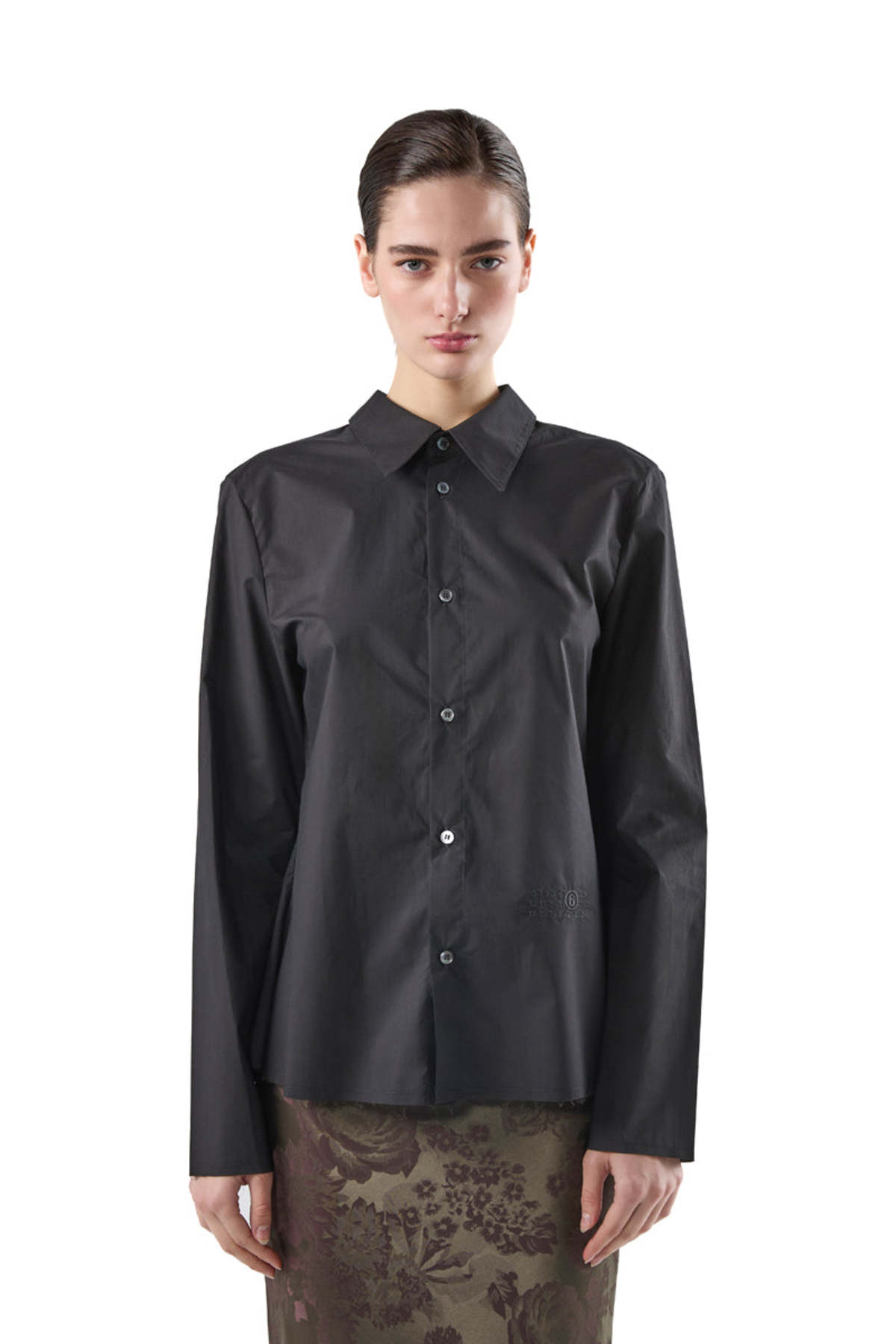 MM6 Maison Margiela Distressed Oversized-Collar Frayed-Hem Shirt - Image 2 of 6