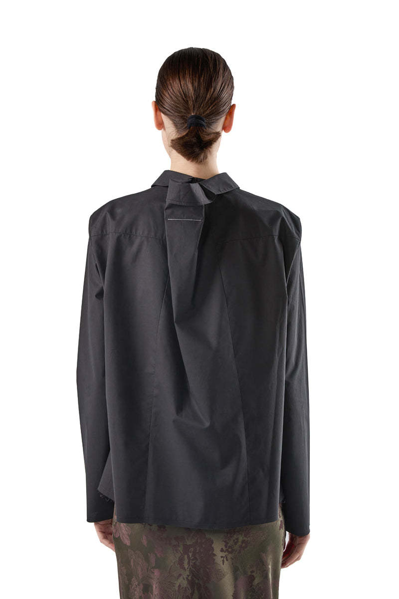 MM6 Maison Margiela Distressed Oversized-Collar Frayed-Hem Shirt