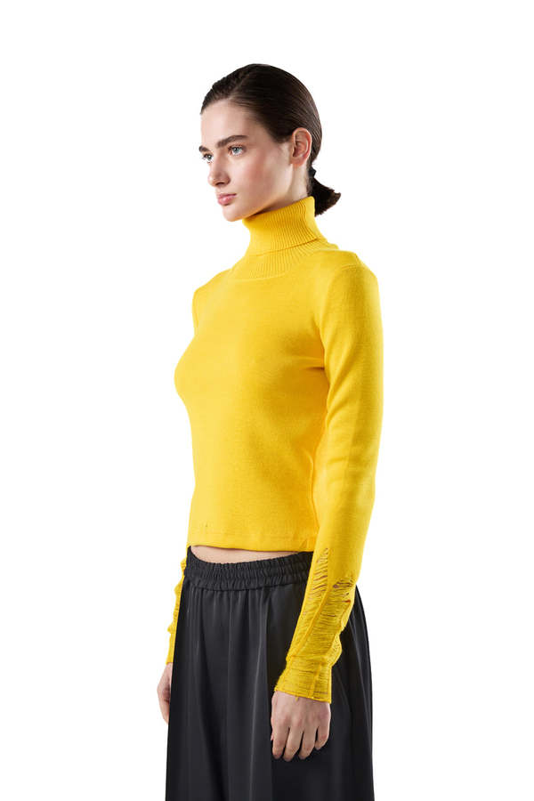 MM6 Maison Margiela Distressed Wool Sweater - Yellow