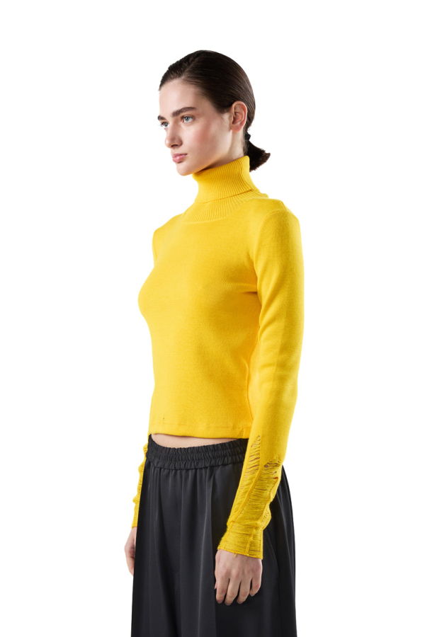 MM6 Maison Margiela Distressed Wool Sweater - Yellow