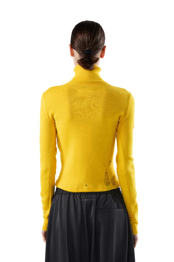 MM6 Maison Margiela Distressed Wool Sweater - Yellow
