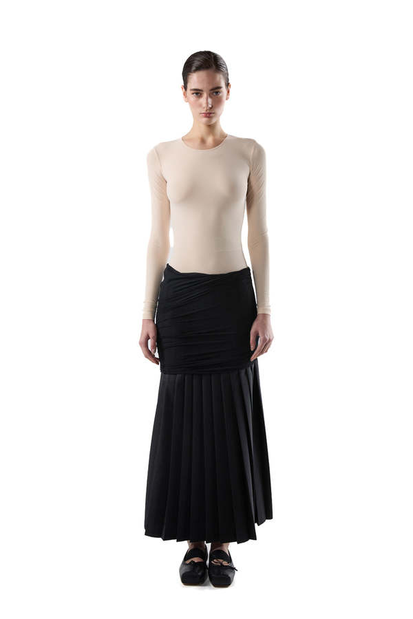 MM6 Maison Margiela Pleated Draped Midi Skirt - Black