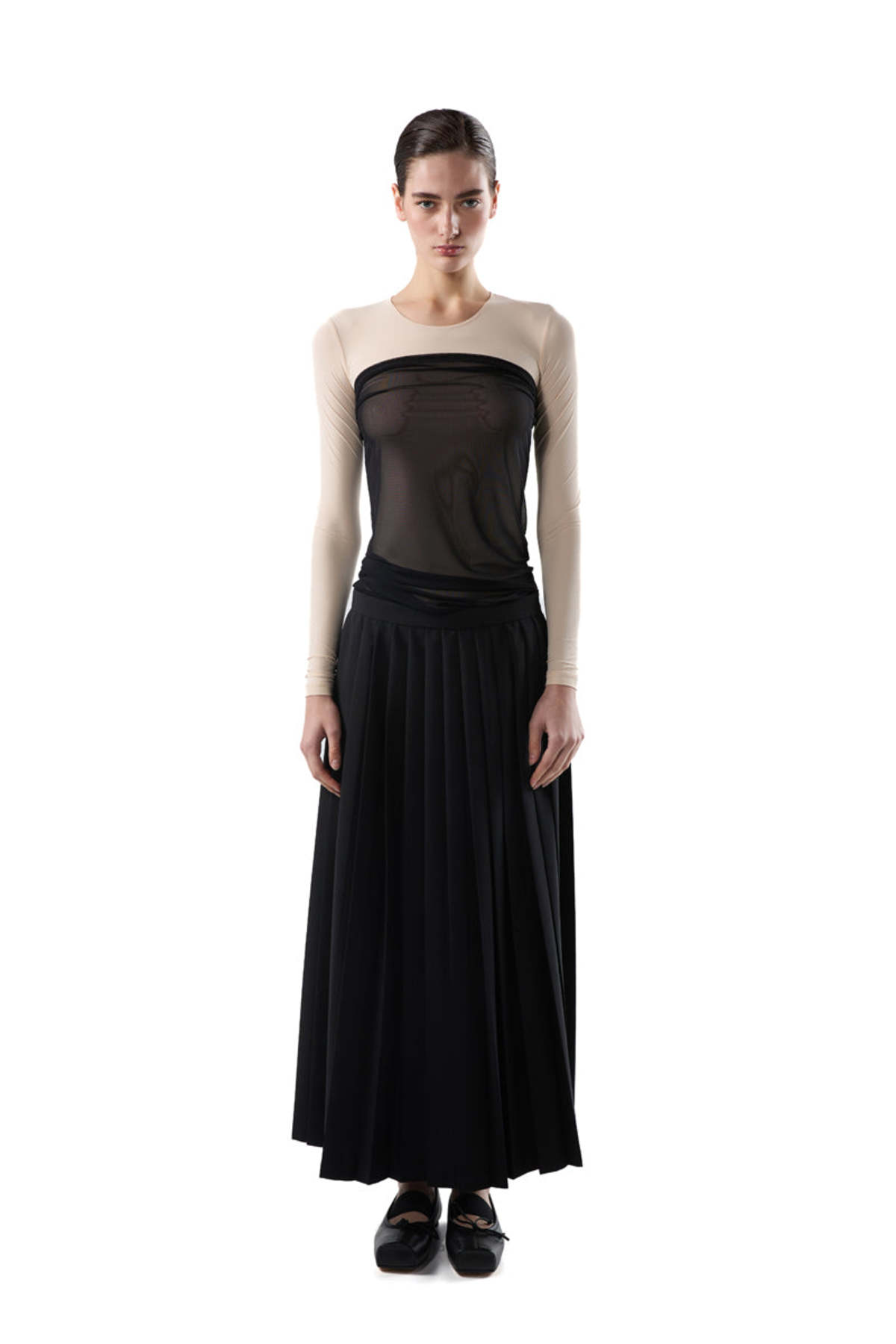 MM6 Maison Margiela Pleated Draped Midi Skirt - Black - Image 2 of 6