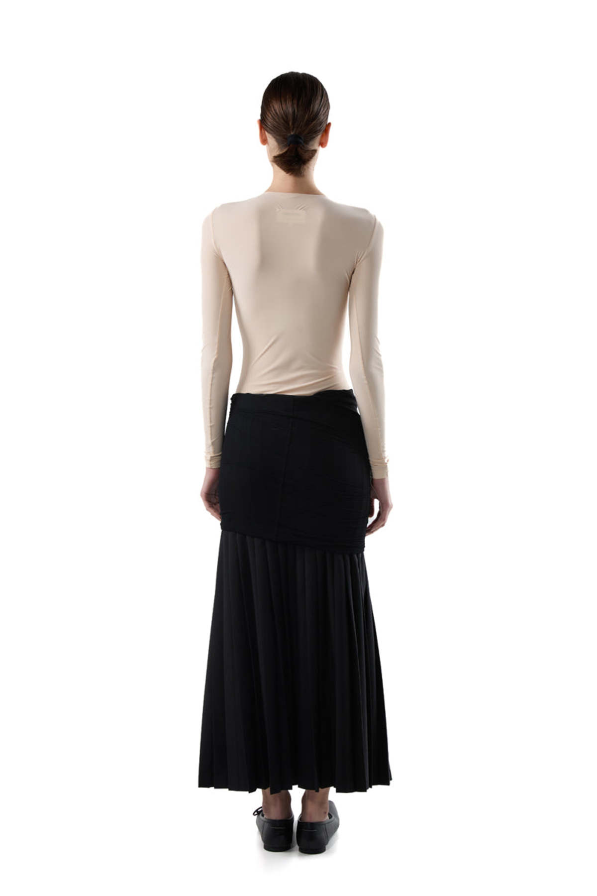 MM6 Maison Margiela Pleated Draped Midi Skirt - Black - Image 4 of 6