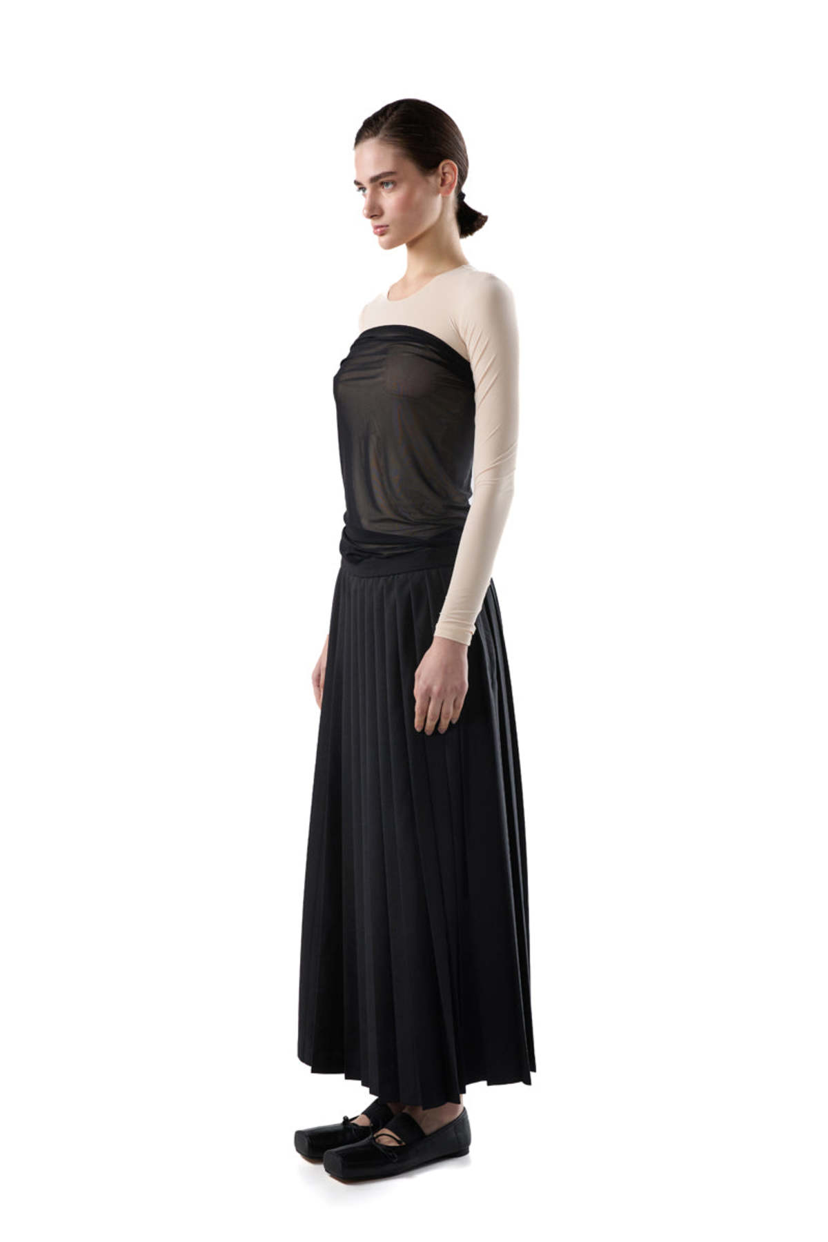 MM6 Maison Margiela Pleated Draped Midi Skirt - Black - Image 5 of 6