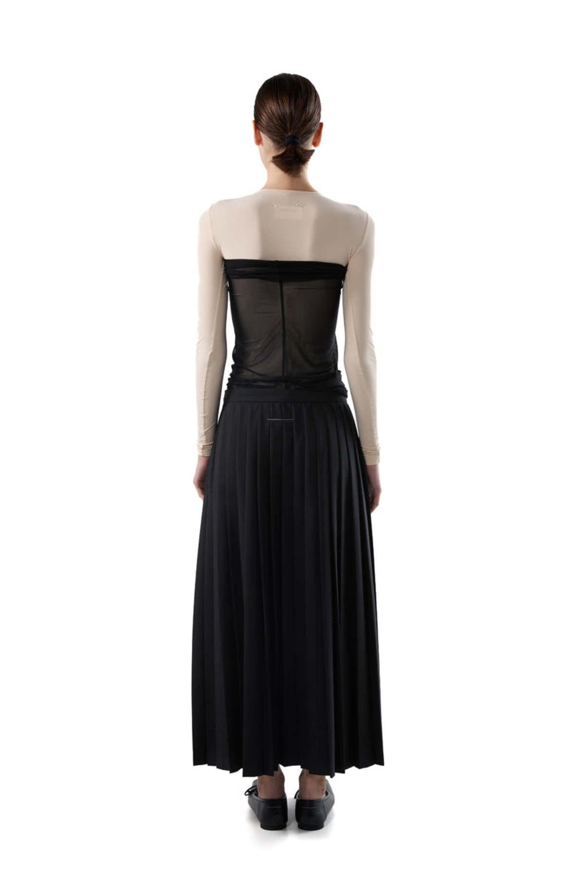 MM6 Maison Margiela Pleated Draped Midi Skirt - Black - Image 6 of 6
