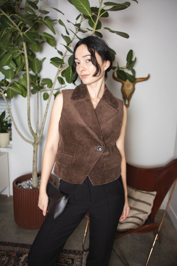 Ganni Seersucker Corduroy Vest Top