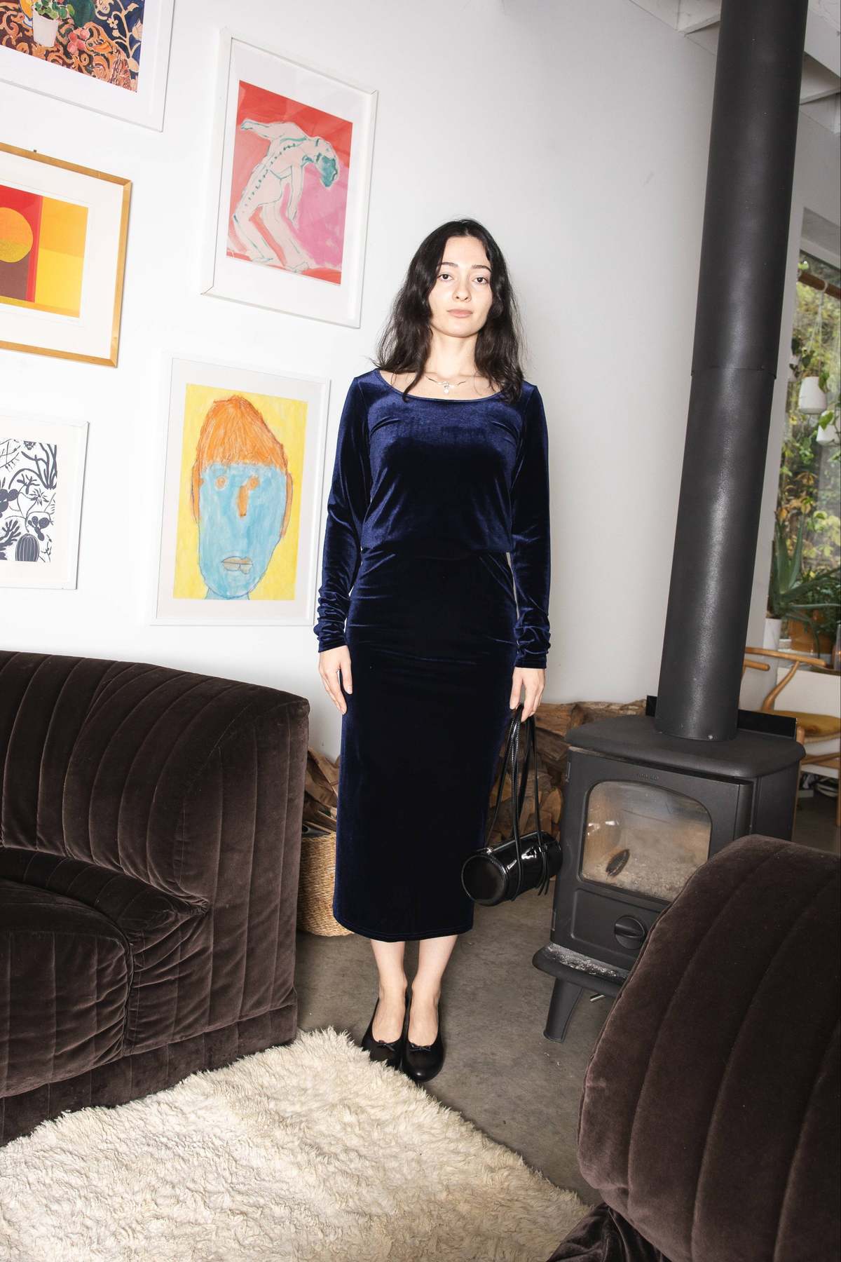 Simone Wild Velvet Long Low Waist Skirt - Image 1 of 4