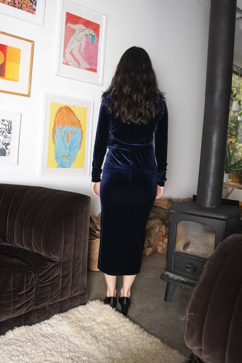 Simone Wild Velvet Long Low Waist Skirt