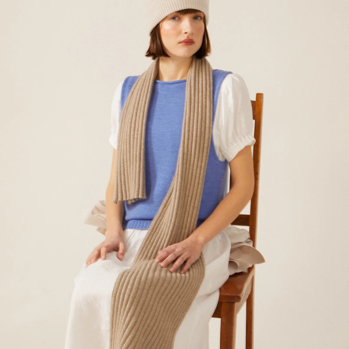 Francie Ripple Scarf Natural - Image 2 of 4