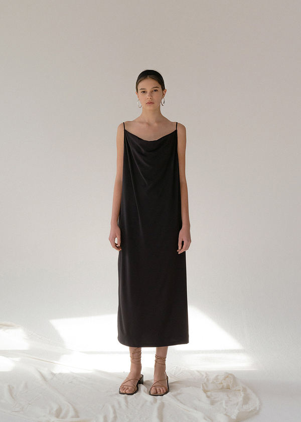 knee length dresses for ladies Loose linen slip dress STELLA – Noisy Forest Clothes