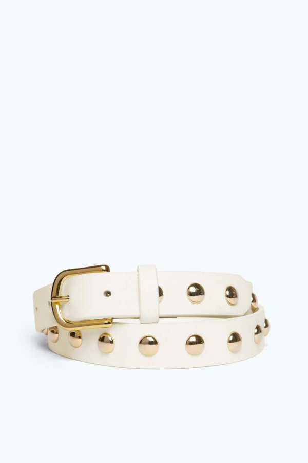 Freda Salvador Rebecca Belt - Bone Calf/Gold Studs
