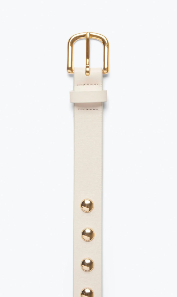 Freda Salvador Rebecca Belt - Bone Calf/Gold Studs