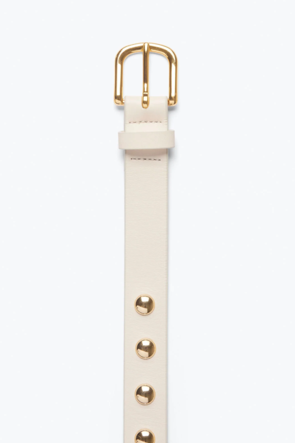 Freda Salvador Rebecca Belt - Bone Calf/Gold Studs