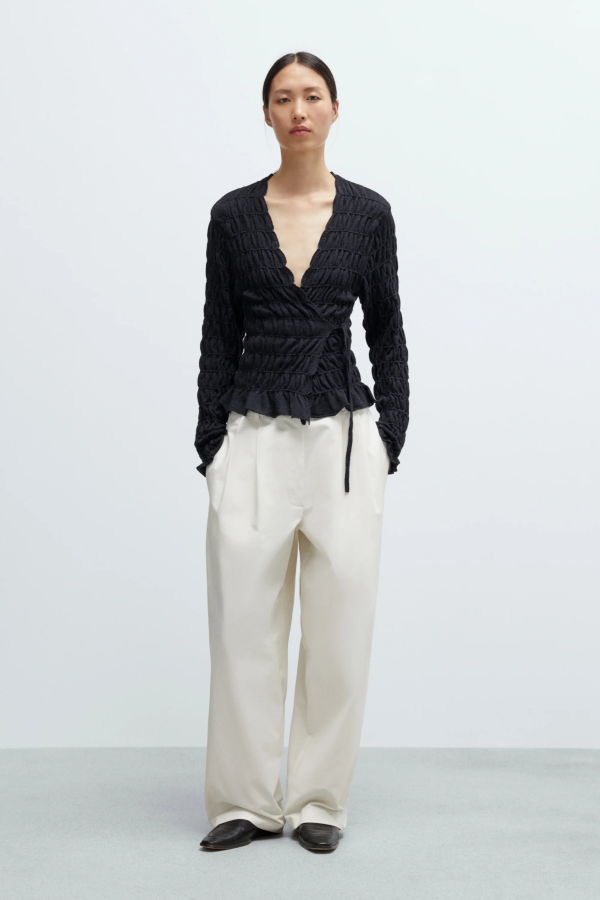 Cordera Merino Crois Cardigan - Anthracite