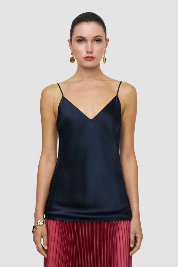 JOSEPH Clea Silk Satin Cami Top - Indigo