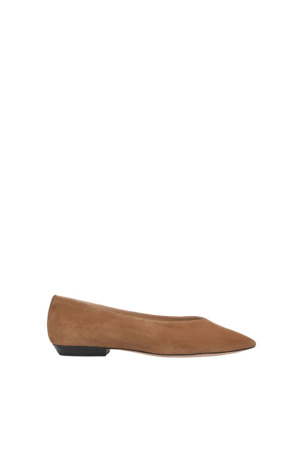 Veronica Beard Bancroft Suede Flat - Chestnut
