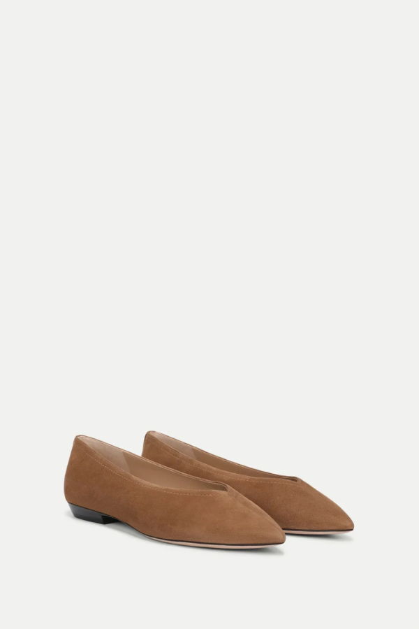 Veronica Beard Bancroft Suede Flat - Chestnut