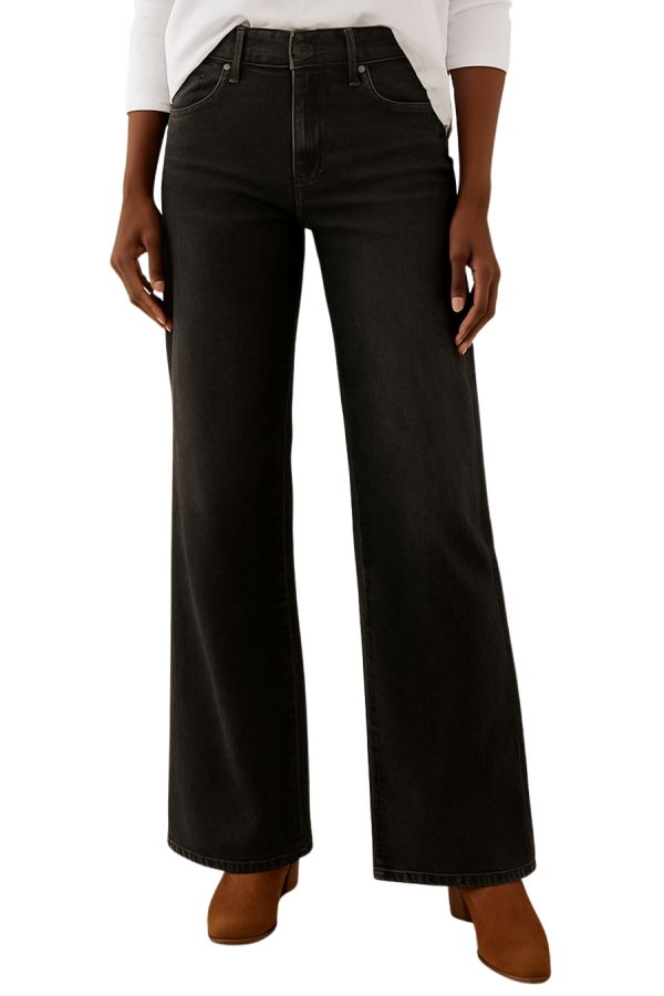 Frank & Eileen East Galway Long Wide-Leg Jeans - Black Washed