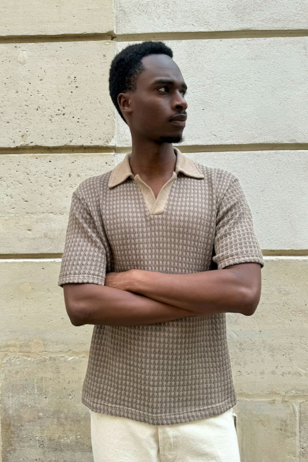 Officine Generale Pele Polo - Taupe-Dry Brown