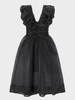 Ganni Organza Ruched Dress - Black - Thumbnail 3