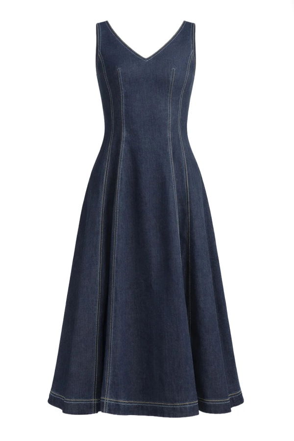 Marni Stretch Denim Midi Balloon Dress - Dark Wash Denim