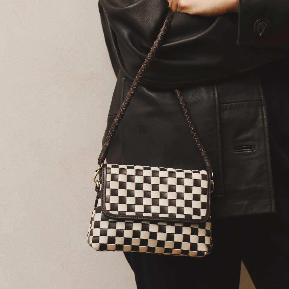 Bembien Mini Madeleine Bag - Brown x Cream Check - Image 3 of 3