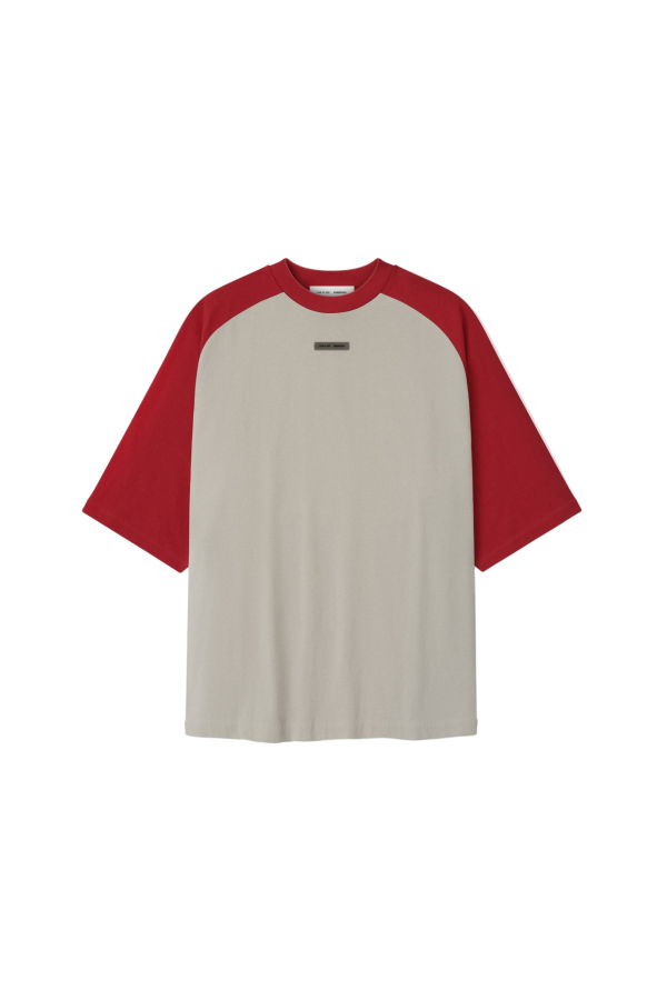Fear of God Essentials Baseball Tee - Smoke Grey/Crimson