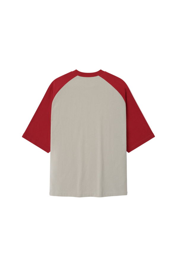 Fear of God Essentials Baseball Tee - Smoke Grey/Crimson
