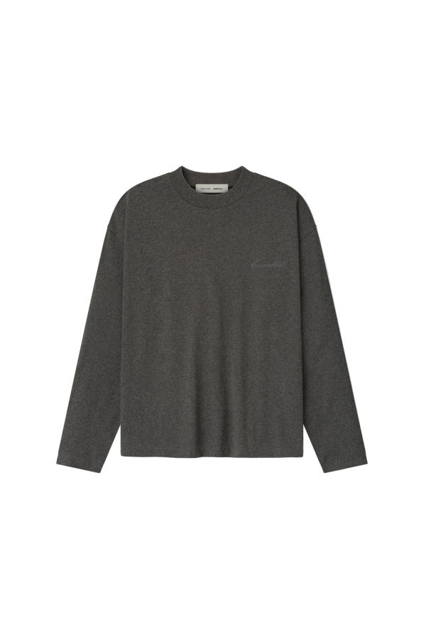Fear of God Essentials Embroidered Classic Fit Long Sleeve Tee - Charcoal Heather