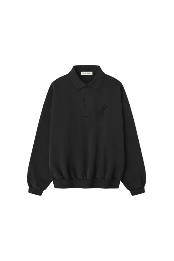 Fear of God Embroidered Classic Polo Sweatshirt - Vintage Black