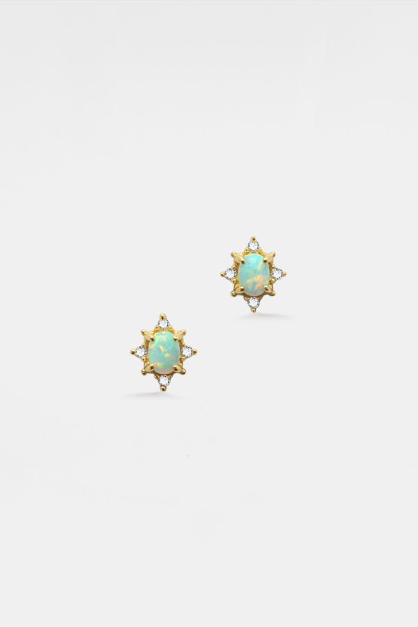 Perimade & Co. Tiny Vintage Opal Star Stud Earrings