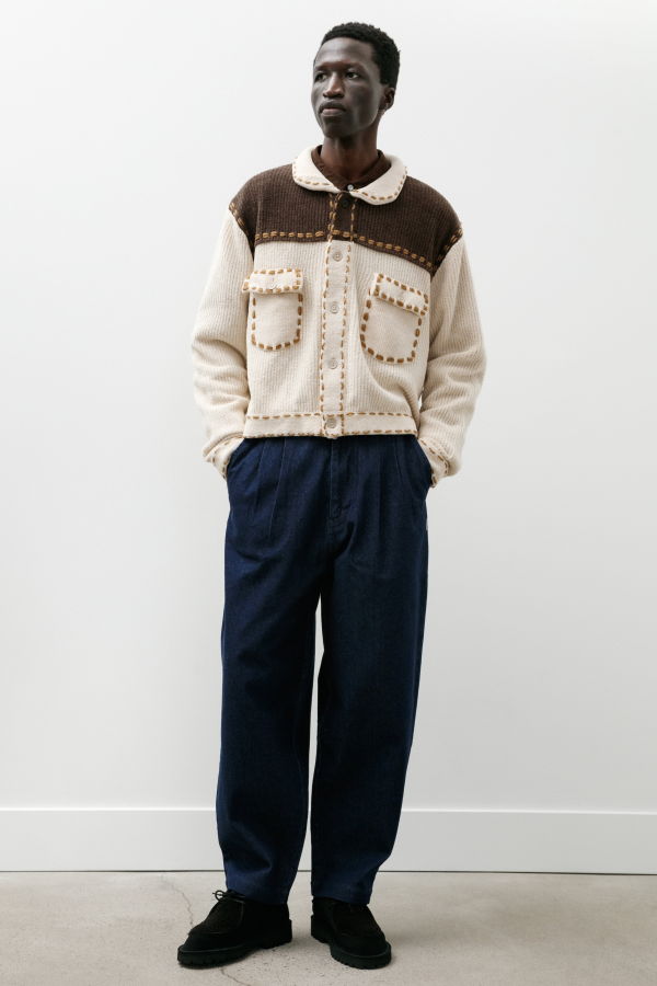 Phingerin Denim Pleats Pants - Navy