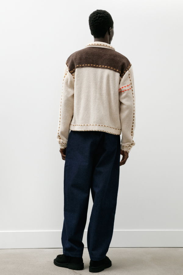 Phingerin Denim Pleats Pants - Navy