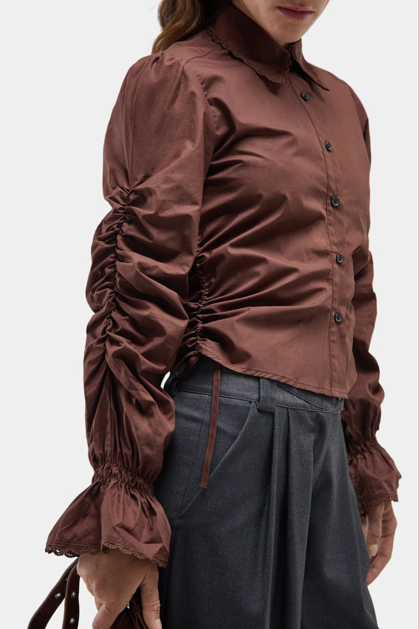 LAAGAM Sultana Ruched Shirt - Brown