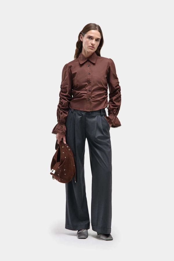 LAAGAM Sultana Ruched Shirt - Brown