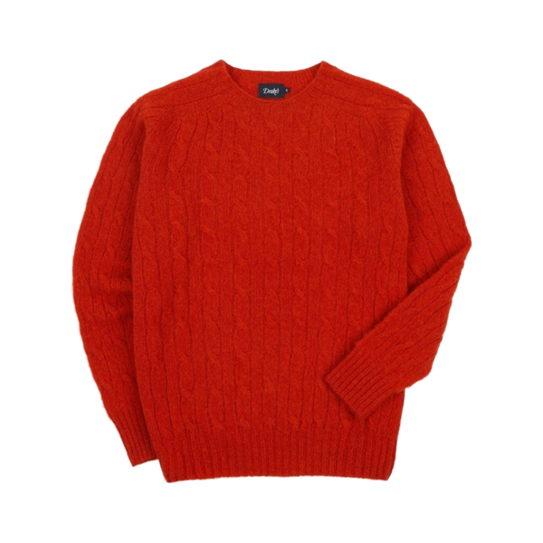 Drakes Brushed Shetland Cable Jumper