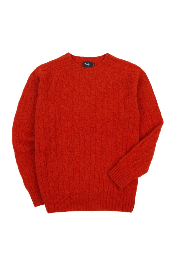 Drakes Brushed Shetland Cable Jumper