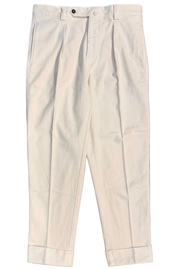 Fresh Camogli Moleskin Pleated Chino Pants - Old White