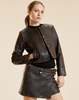 Cynthia Rowley Winona Oversized Leather Jacket - Brown - Thumbnail 1