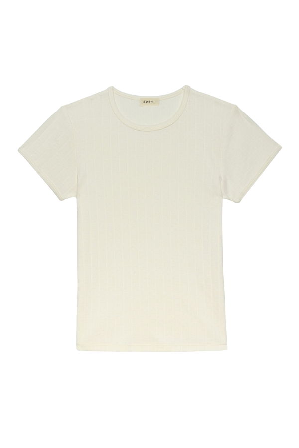 Donni. The Pointelle Baby Tee - Creme
