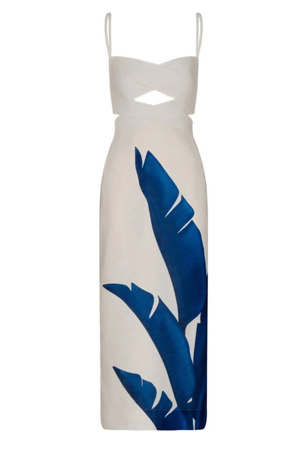 ANDRES OTALORA Recuerdos Dress - Blue Musa Leaf