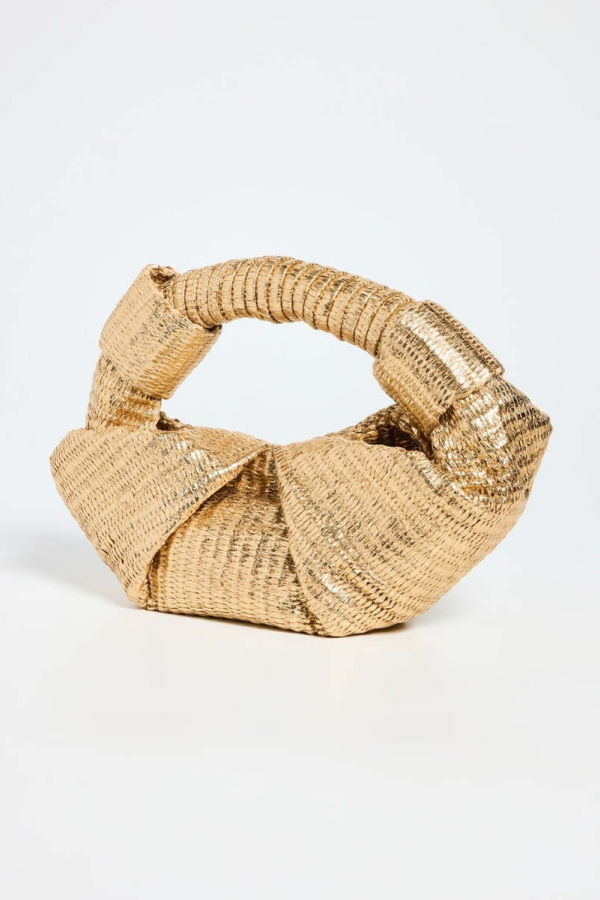 Simon Miller Metallic Raffia Lopsy Bag - Gold-Natural