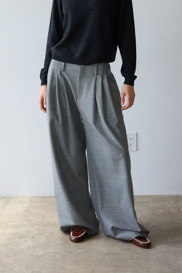 Jamie Haller Triple Pleat Trouser - Pepper