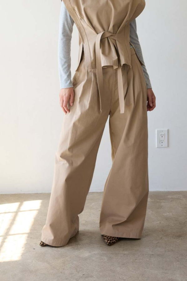 Jamie Haller Triple Pleat Trouser - Tan