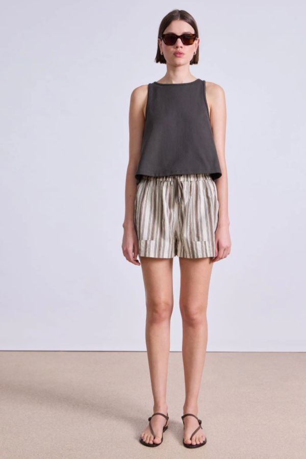 Apiece Apart Surf Short - Wide Stripes + Cream